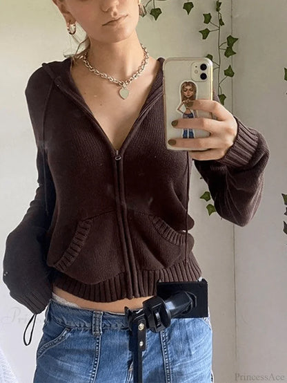 Hooded Crochet Knit Trendy Cropped Tank Top Sweaters