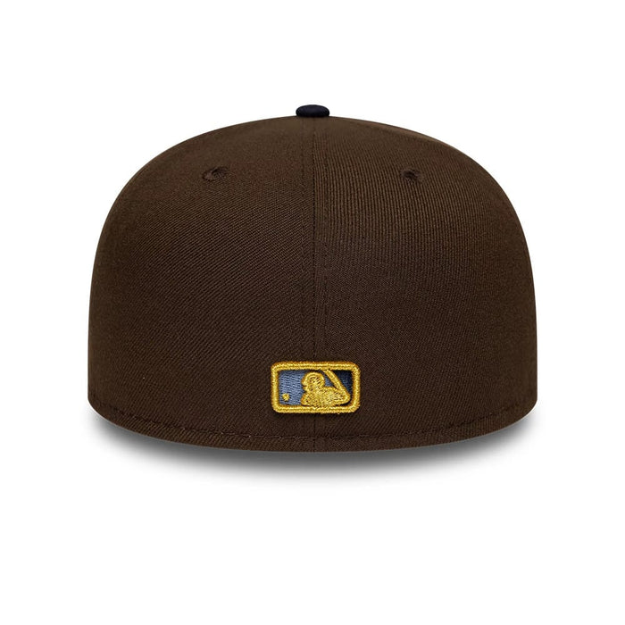 Pictured is this MLB Cooperstown Cleveland Guardians 59FIFTY Fitted cap in dark brown & navy. 5