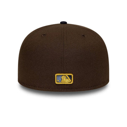Pictured is this MLB Cooperstown Cleveland Guardians 59FIFTY Fitted cap in dark brown & navy. 5