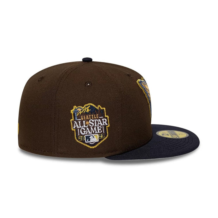 Pictured is this MLB Cooperstown Cleveland Guardians 59FIFTY Fitted cap in dark brown & navy. 6