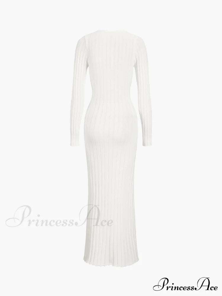 Coastal Allure Knotted Trendy Long Sweater Dress Sweaters-L