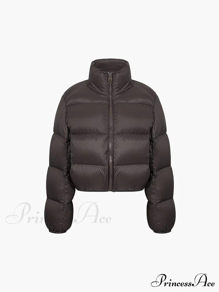 Cocoa Bean Stand Trendy Collar Quilted Puffer Coat Coats-L
