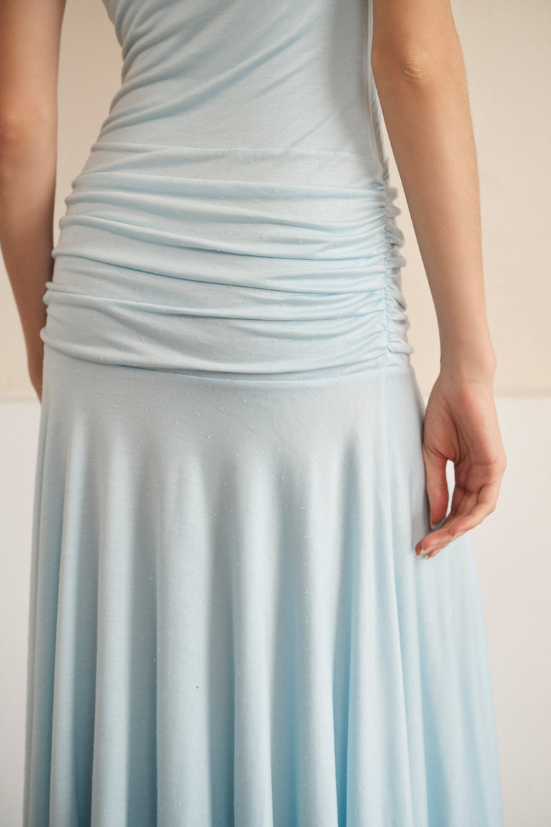 Collared ruched waist dress