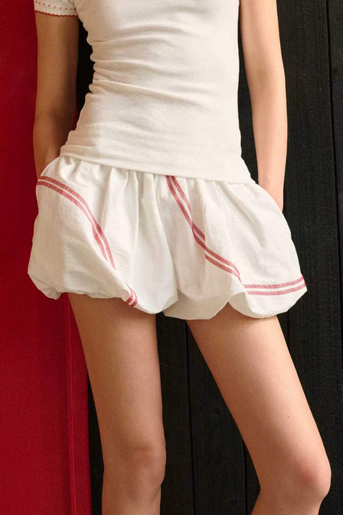 Contrast stitch bubble skort