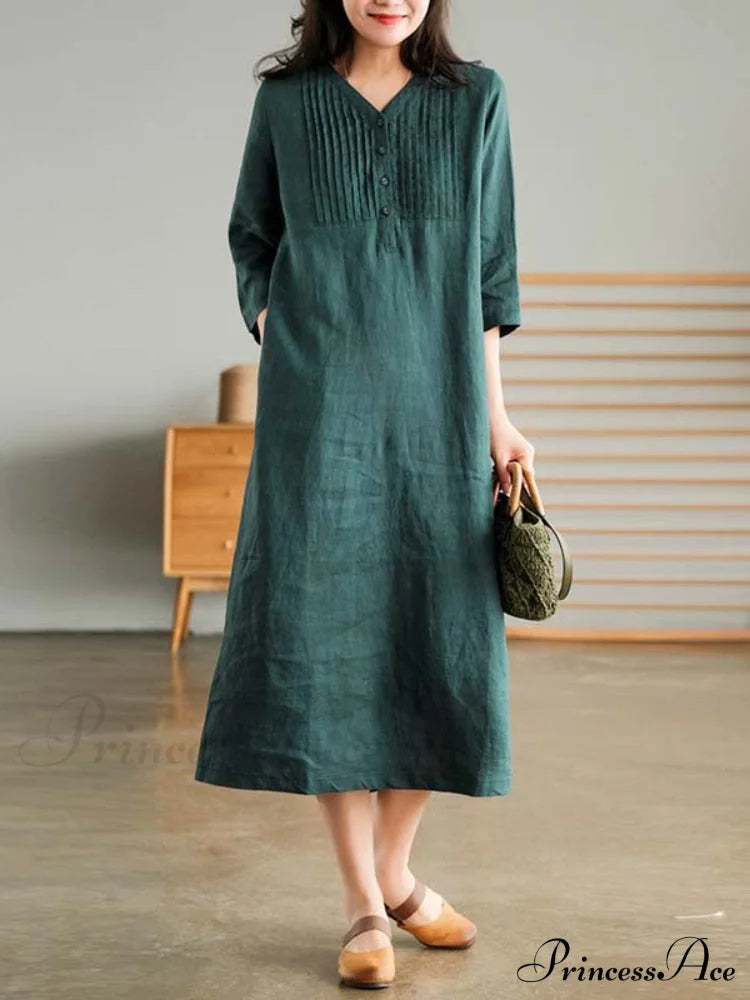 Cotton And Graceful Linen Dress