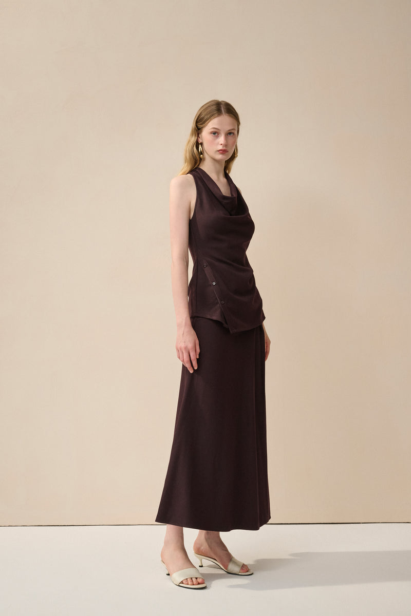 Cowl neck top & maxi skirt