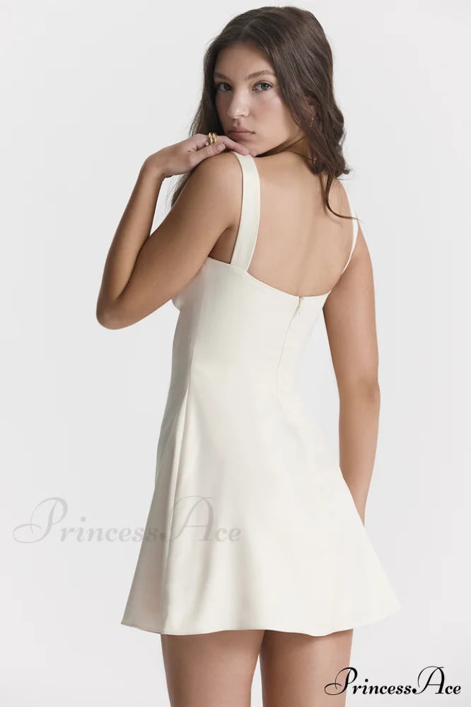 Cream White Stylish Mini Dress