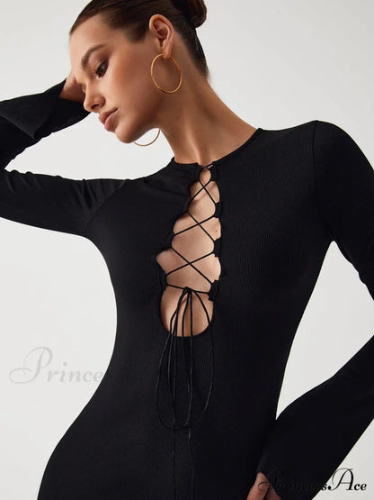 Criss Cross Long Trendy Sleeve Short Dress Dresses