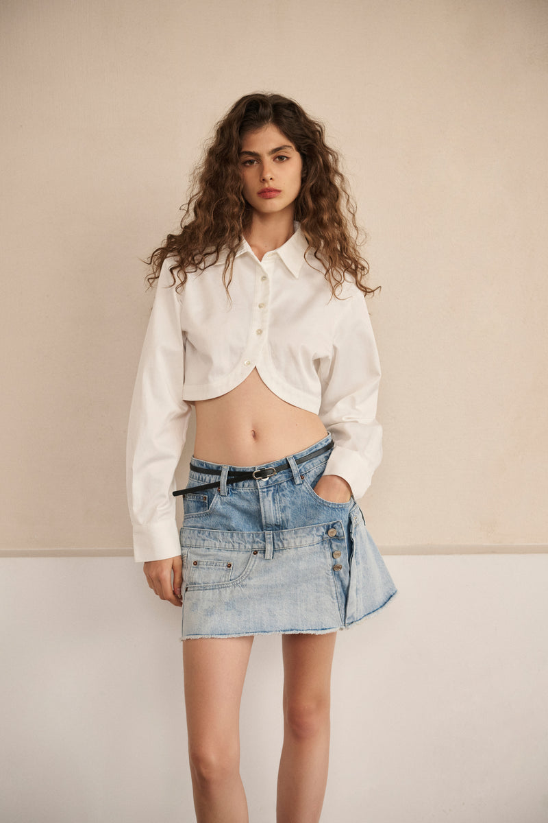 Cropped curved hem shirt