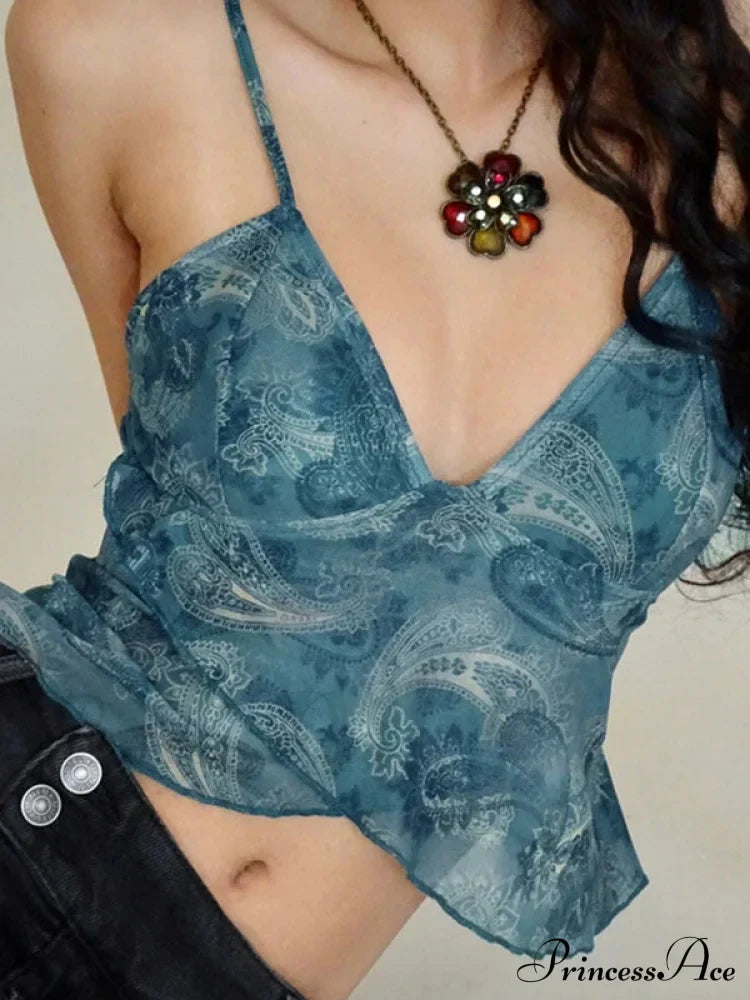 Cross Over Halter Trendy Mesh Crop Cami Top