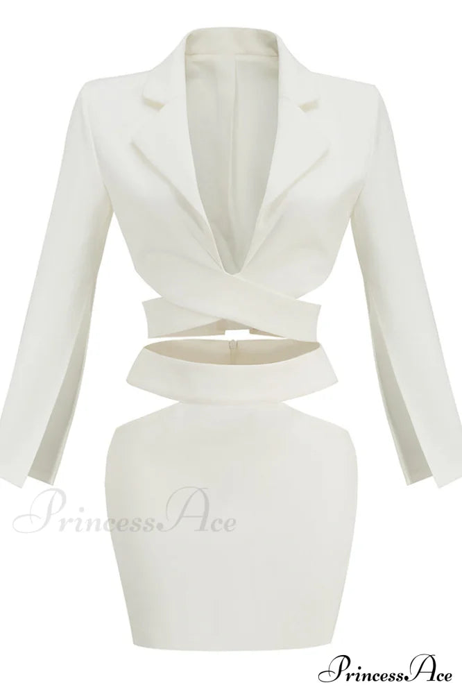 Cut Out Blazer Top Graceful + Mini Skirt Set