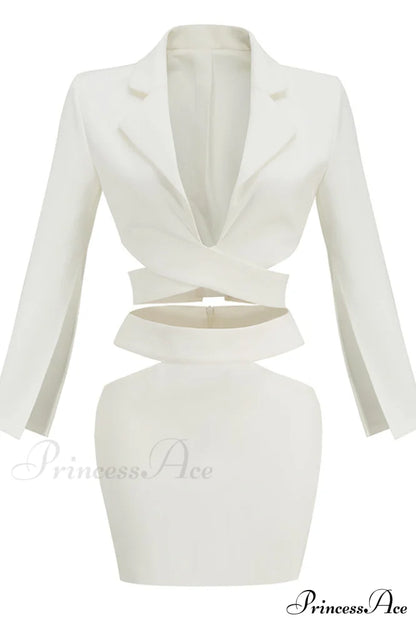 Cut Out Blazer Top Graceful + Mini Skirt Set
