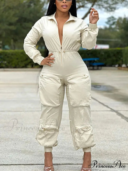 Deep V Shawl Collar Bishop Classic Sleeve Puffer Jacket - Black Apricot / S Jumpsuits & Rompers