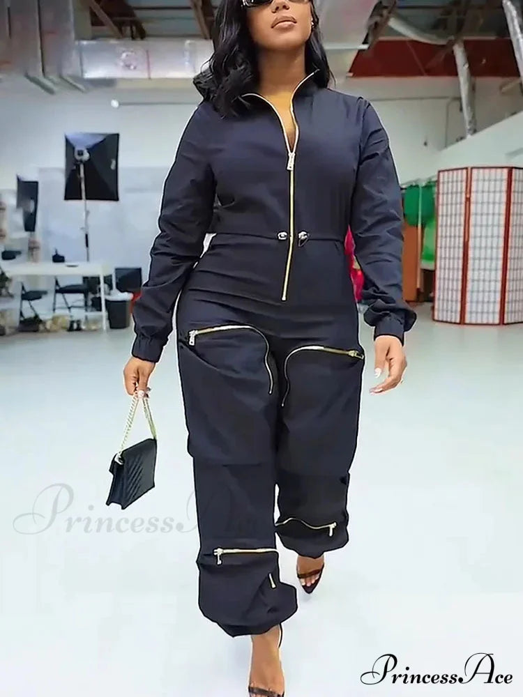 Deep V Shawl Collar Bishop Classic Sleeve Puffer Jacket - Black / S Jumpsuits & Rompers