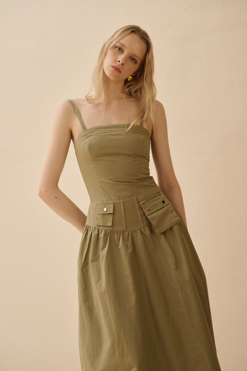 Detachable strap cotton dress