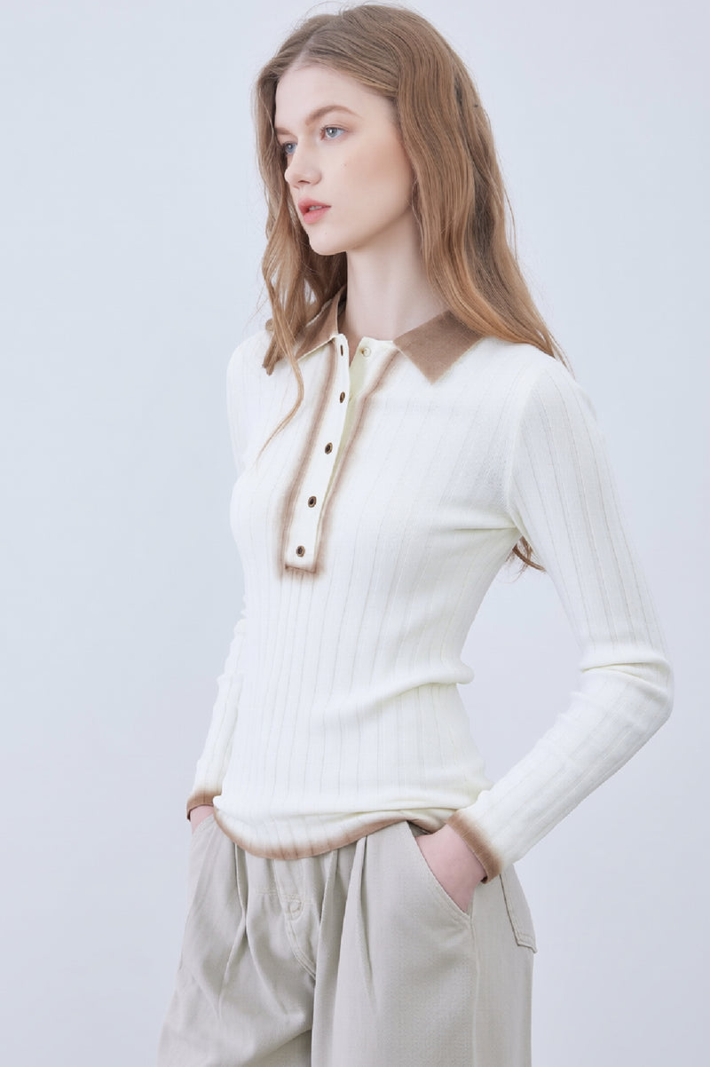 Distressed knit polo