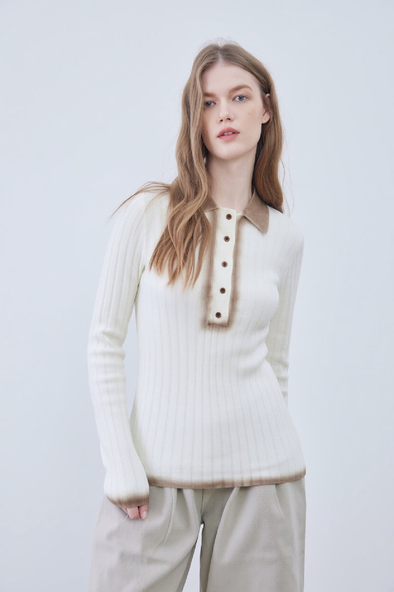Distressed knit polo