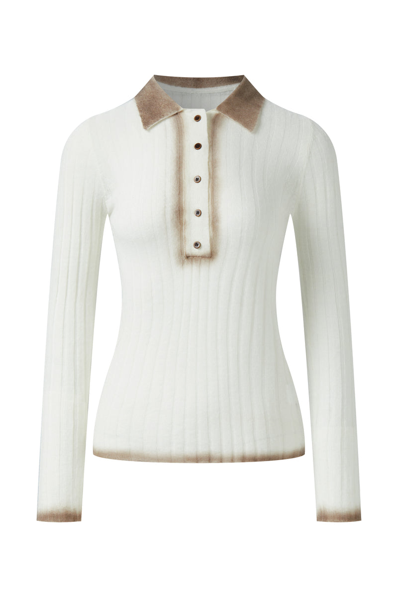 Distressed knit polo