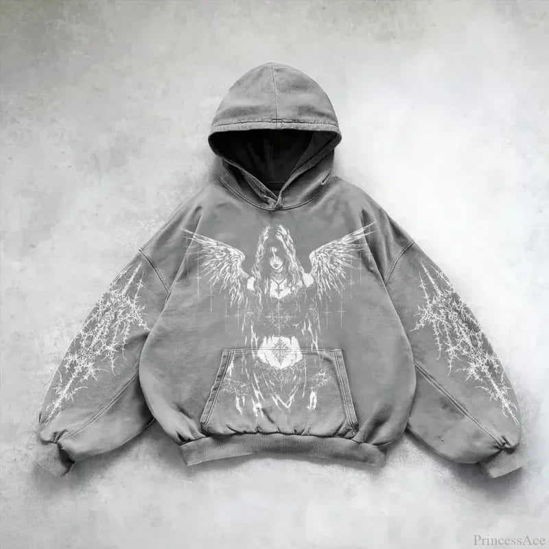 Divin Embroidery Zip Up Hoodie grey 1 / M