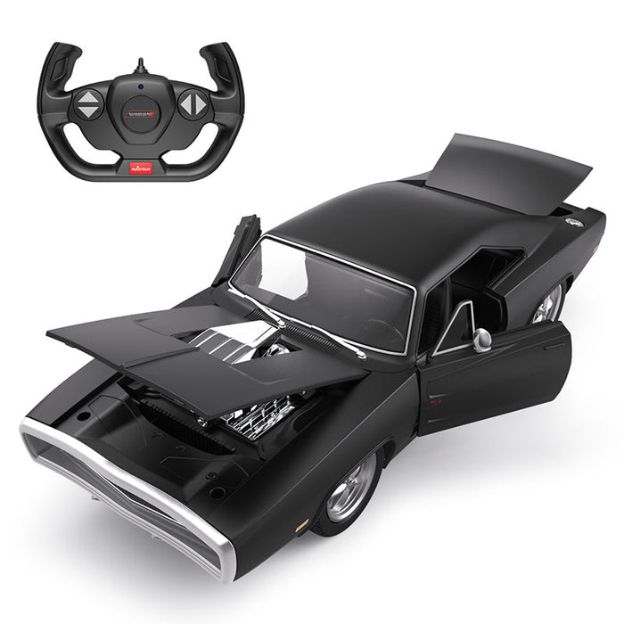 Dodge Charger R/T with Engine RC Car 1/16 Licensed Remote Control Toy Car with Open Doors and Working Lights by Rastar, Fast & Furious