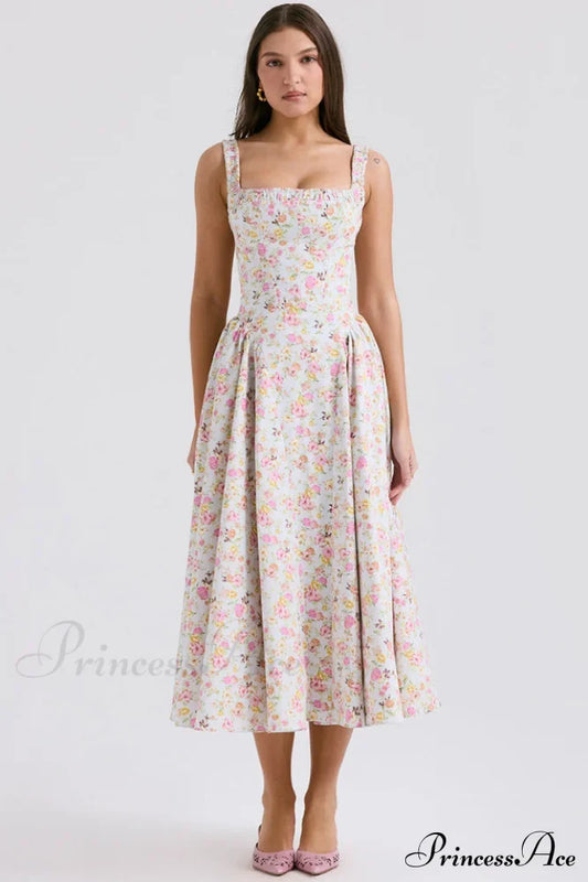 Dorothy White Stylish Rosebud Print Sundress