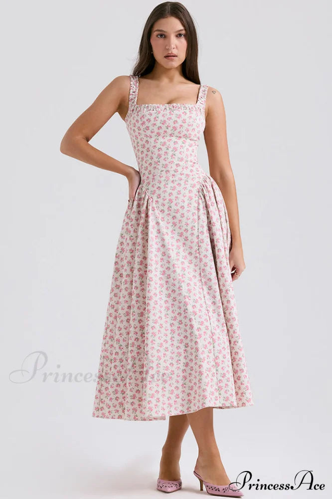 Dorothy White Stylish Rosebud Print Sundress