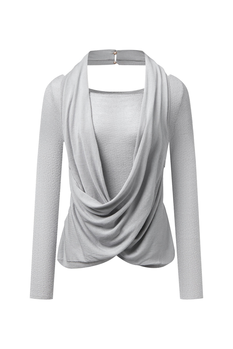Draped halter knit top