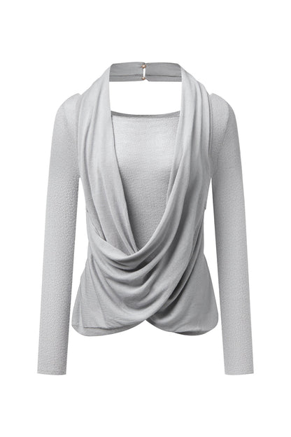 Draped halter knit top