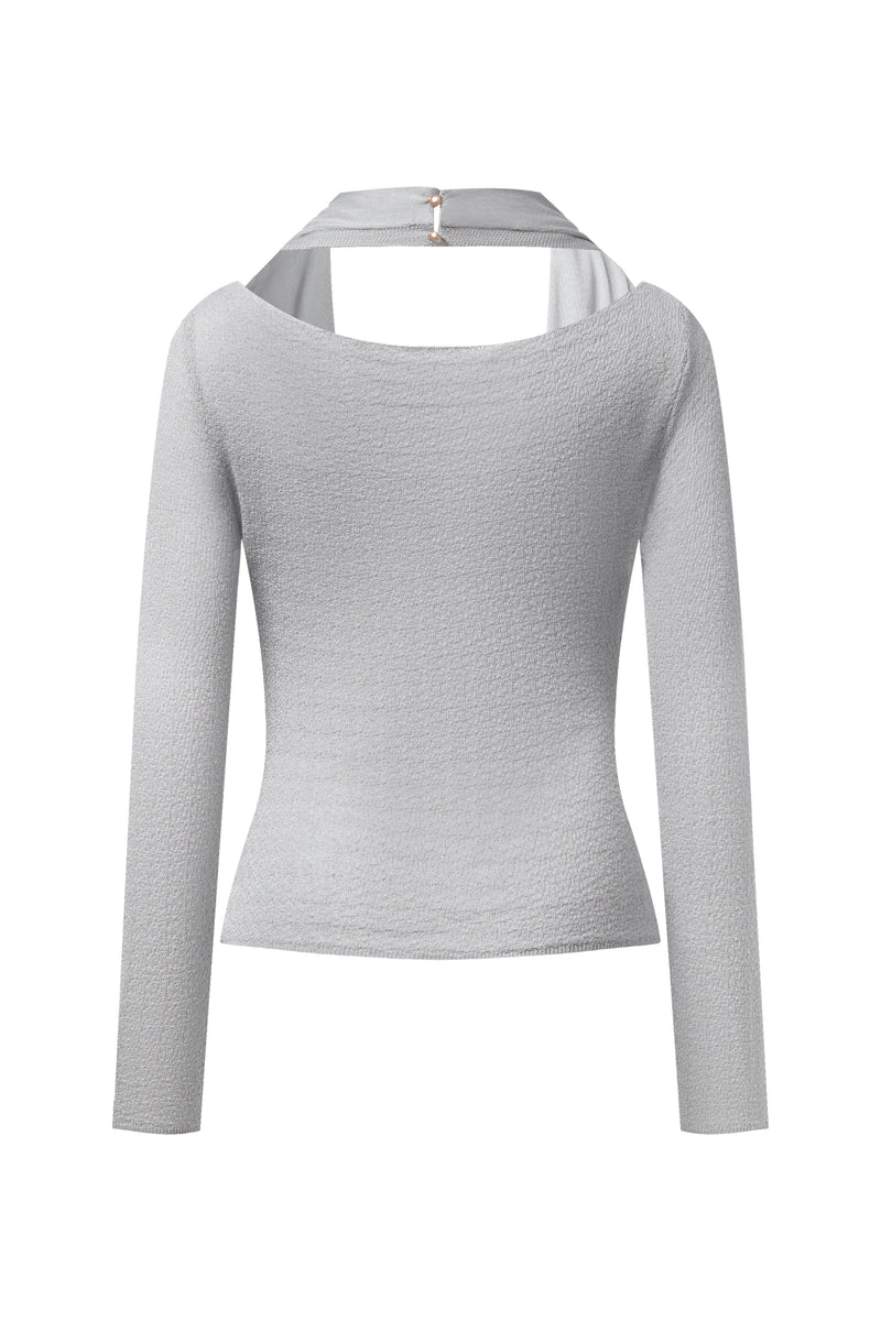 Draped halter knit top