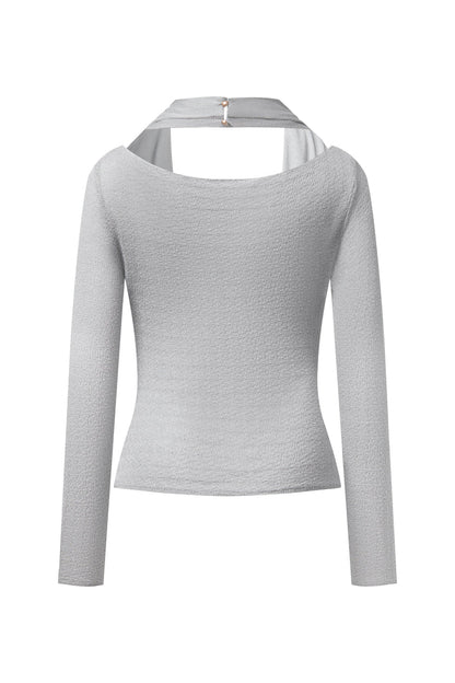 Draped halter knit top