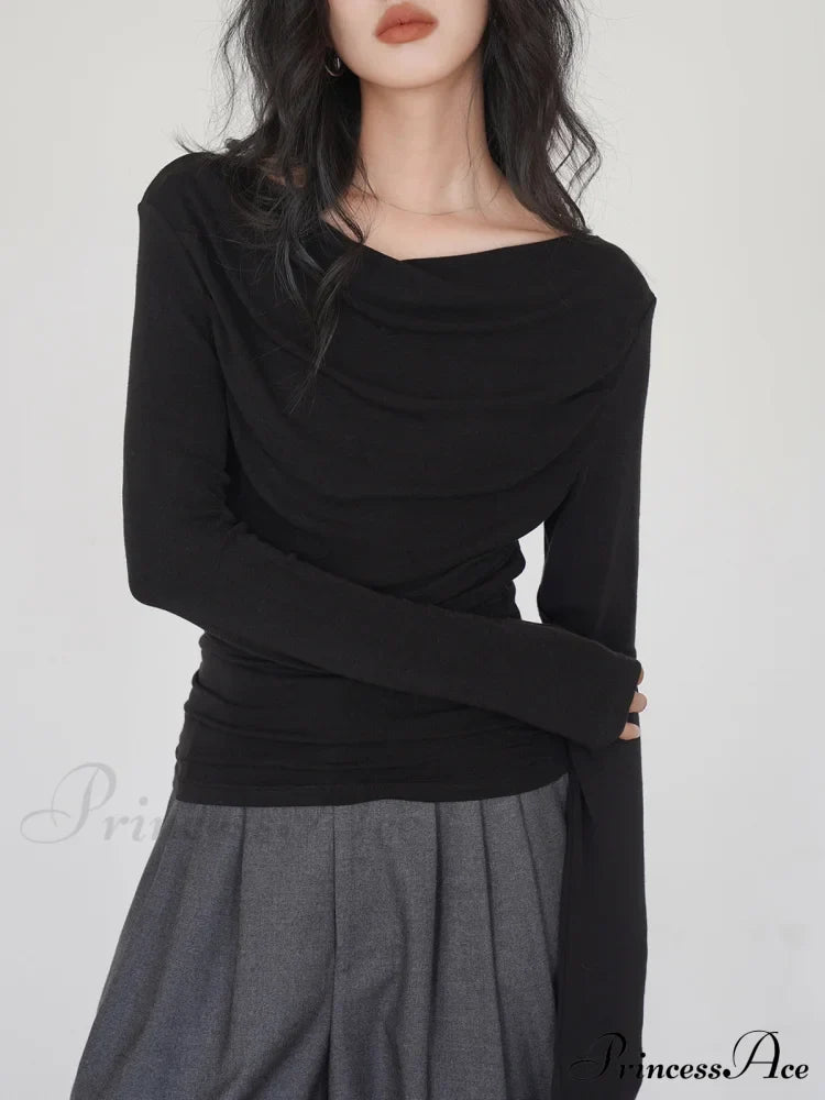 Draped Long Graceful Sleeve Slinky Shirt T-Shirts