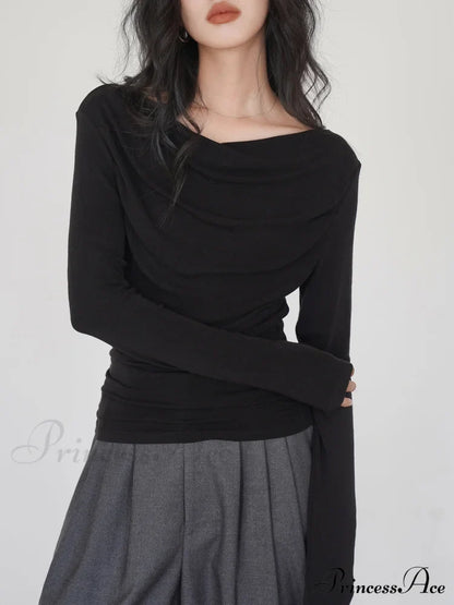 Draped Long Graceful Sleeve Slinky Shirt T-Shirts