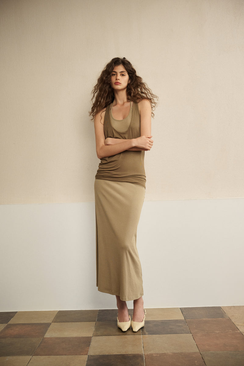 Draped racerback maxi dress