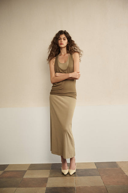 Draped racerback maxi dress