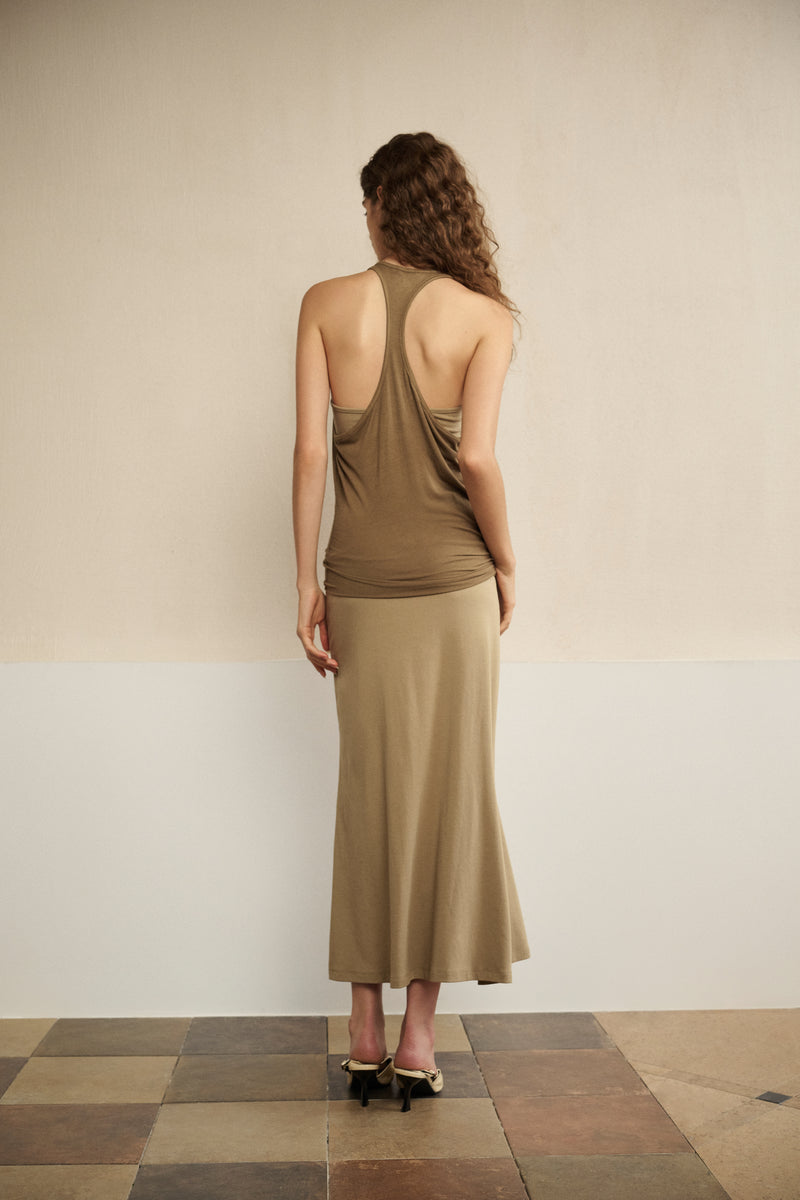 Draped racerback maxi dress