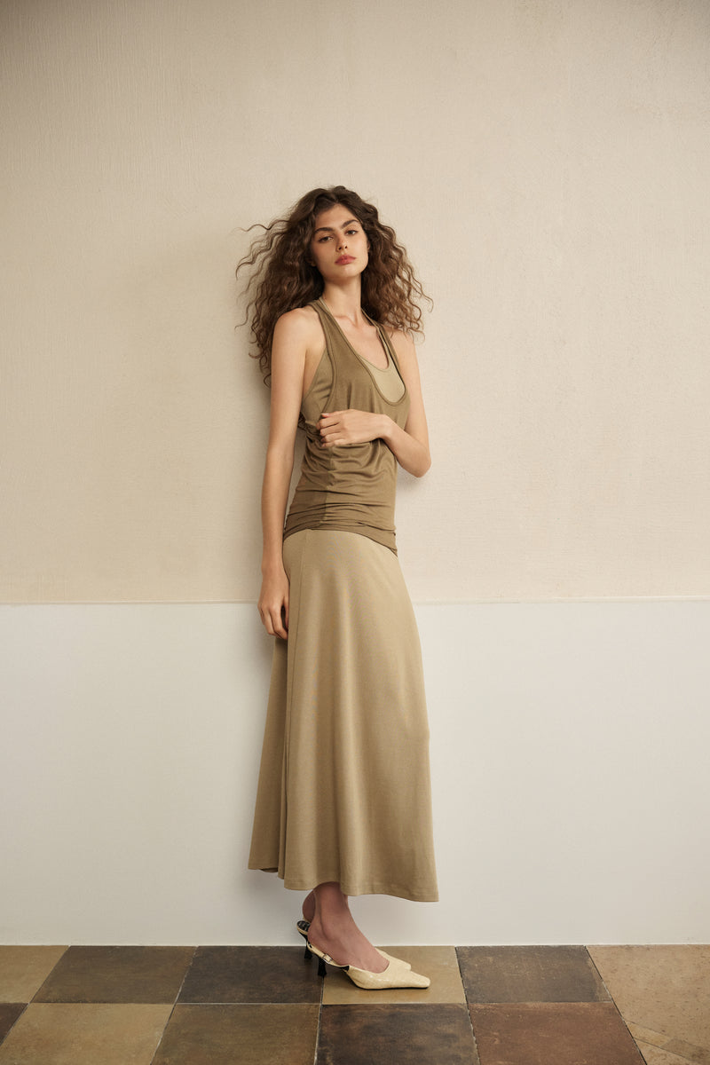 Draped racerback maxi dress