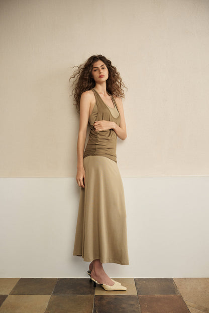 Draped racerback maxi dress