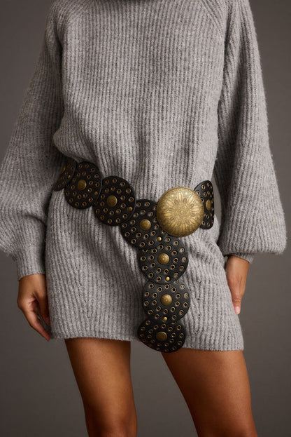 Eileen Brown Low Rise Belt shown as part of a styled outfit ensemble.