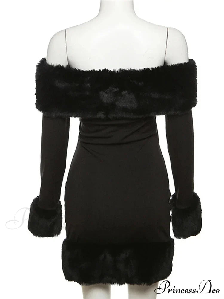 Elegant Fluffy Strapless Mini Christmas Party Dress Dresses-L