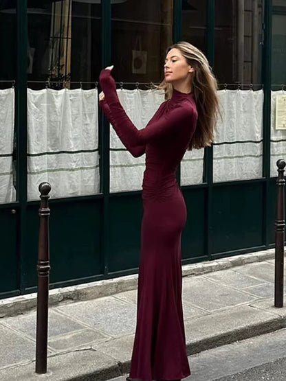 Elegant Full Sleeve A-Line Christmas Party Dress Dresses-L
