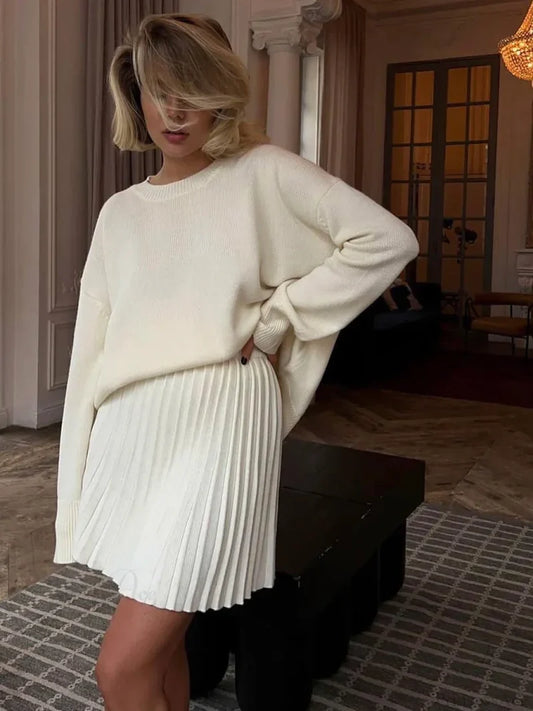 Elegant Vintage 2-Piece Skirt Sweater