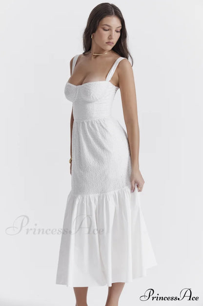 Elia White Broderie Charming Anglaise Midi Dress