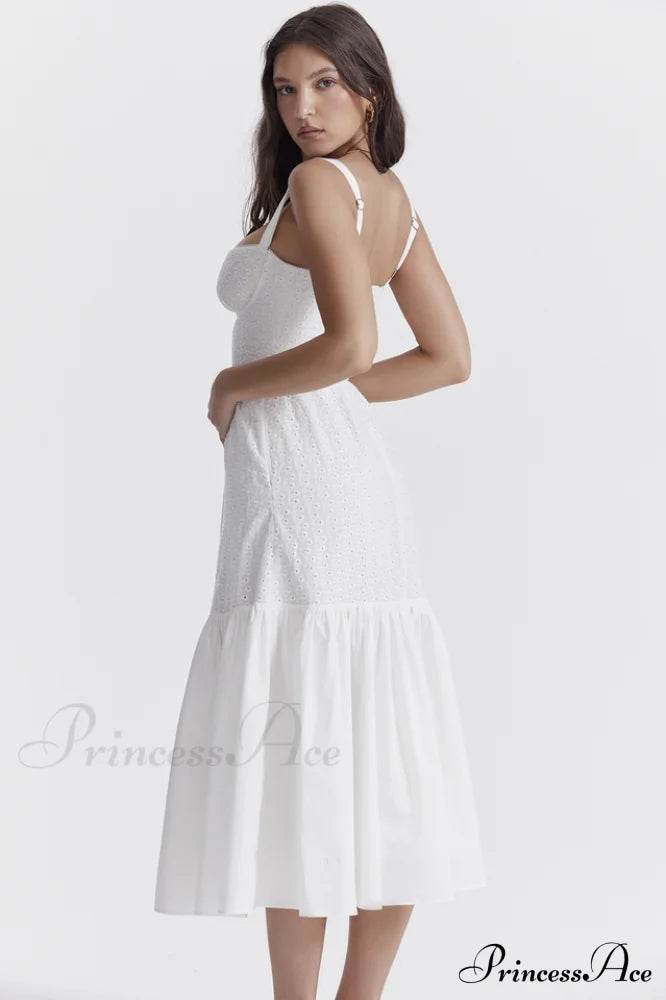 Elia White Broderie Charming Anglaise Midi Dress