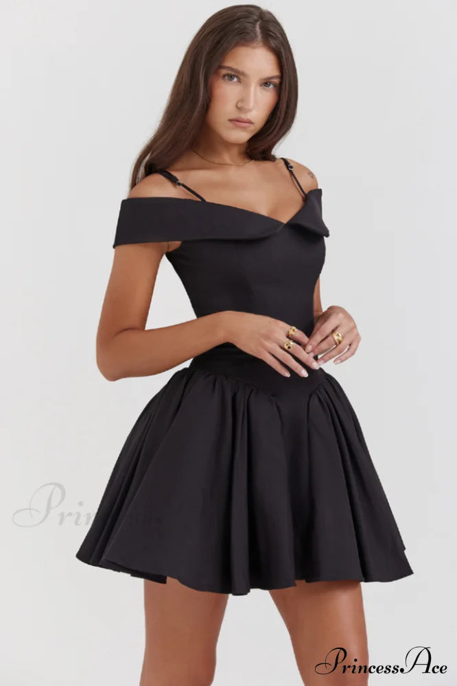Elida Black Stylish Mini Dress