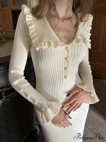 Eloise Elegant Midi Dress Creamy White / L