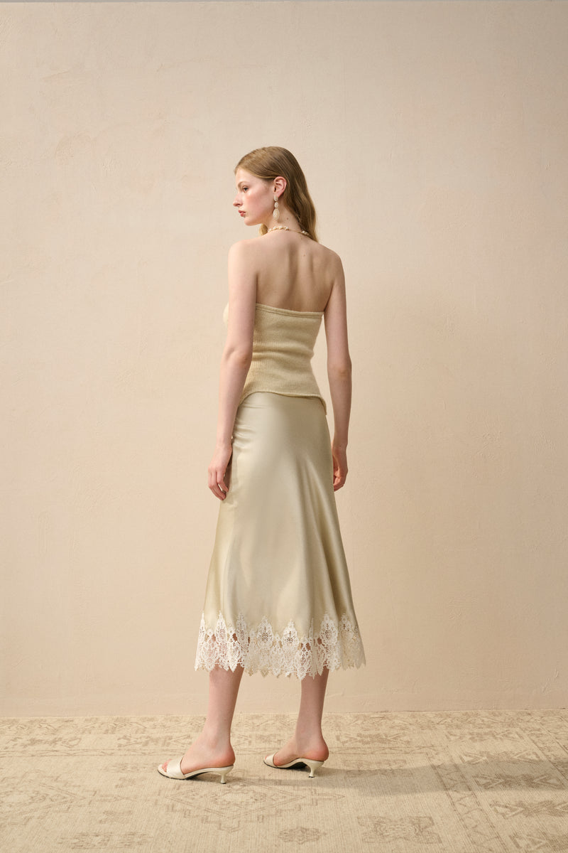Embellished strapless knit top