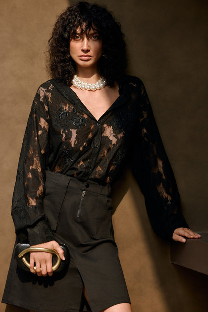 Embroidered lace shirt