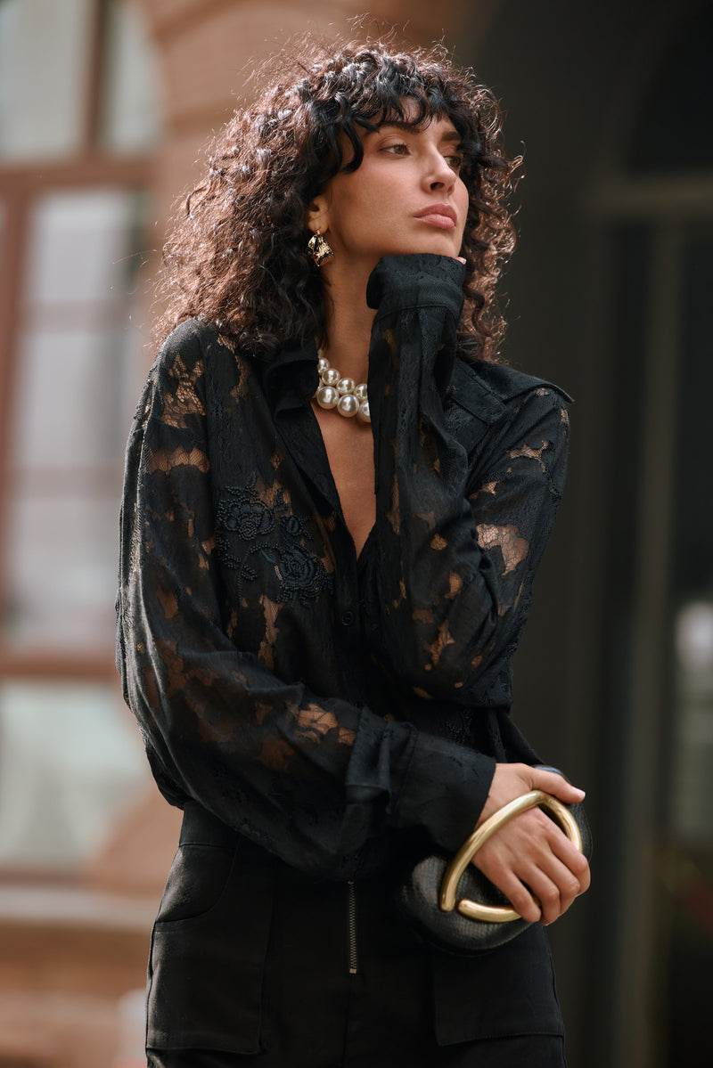 Embroidered lace shirt