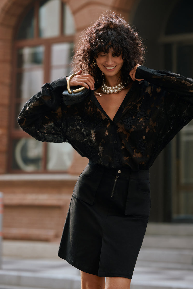 Embroidered lace shirt