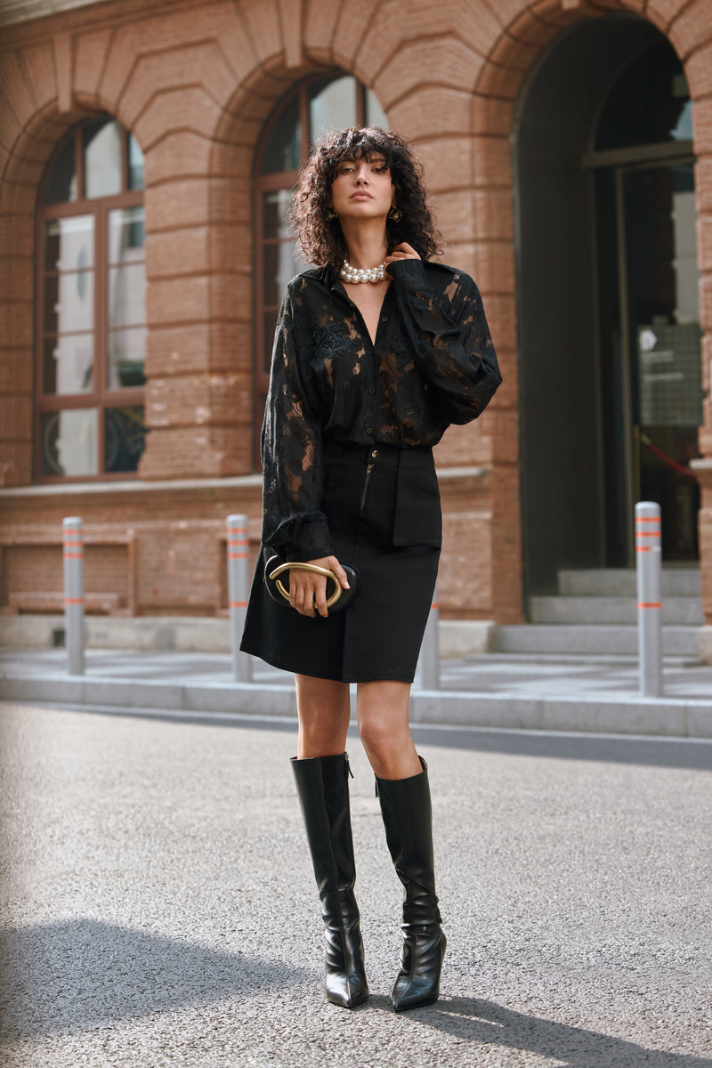 Embroidered lace shirt